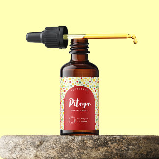 Colourful Retro Dots Cosmetic Dropper Bottle Label