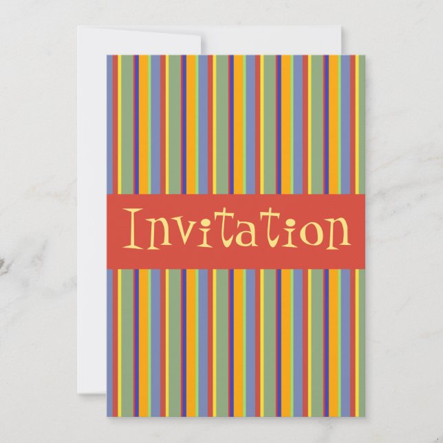 Colourful Retro Early 1960s Stripes - Invitation (Front)