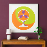 Colourful Retro Electric Fan Summer Pop Art Poster<br><div class="desc">Brighten up your space with this eye-catching poster featuring a retro electric fan design. The vibrant orange and lime circle with a purple fan graphic creates a fun pop art aesthetic that adds energy and personality to any room. Ideal for home offices, studios, or kids’ rooms, this high-quality print brings...</div>
