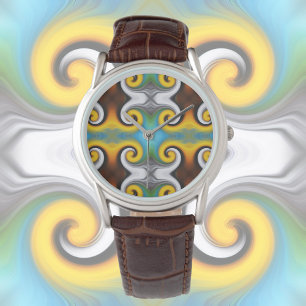 Colourful, retro feather ornament watch