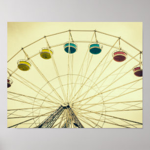 Colourful Retro Ferris Wheel Poster