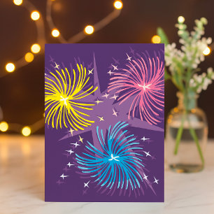 Colourful Retro Fireworks Burst Invitation
