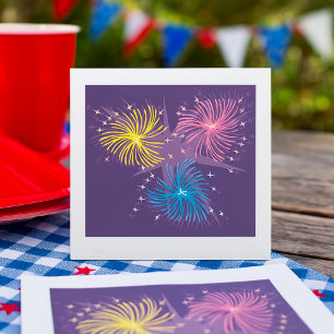 Colourful Retro Fireworks Burst Napkin
