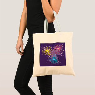 Colourful Retro Fireworks Burst Tote Bag