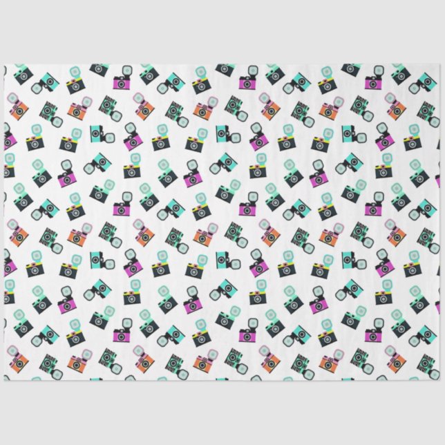 Colourful Retro Flash Camera Pattern  Tissue Paper (Front)