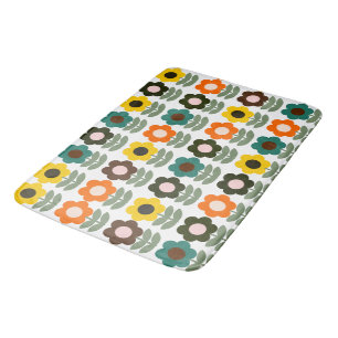 Colourful retro floral bath mat
