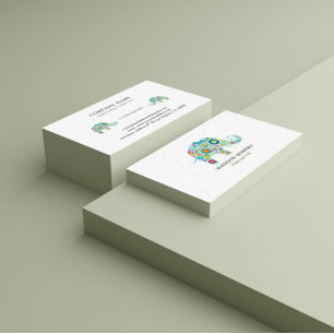 Colourful Retro Floral Elephant Illustration Business Card