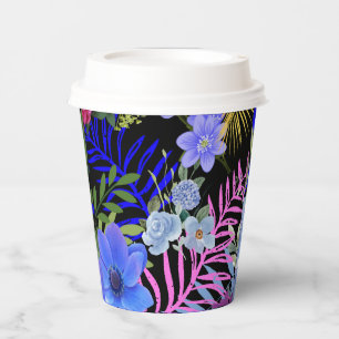 Colourful Retro Floral Fern Botanical Foliage  Paper Cups