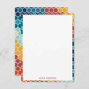 Colourful Retro Floral Mosaic Hexagon Pattern Card