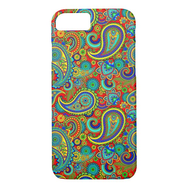 Colourful Retro Floral paisley Pattern Case-Mate iPhone Case (Back)