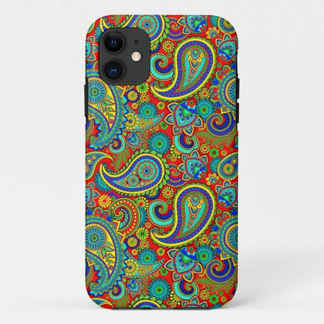 Colourful Retro Floral paisley Pattern Case-Mate iPhone Case (Back)