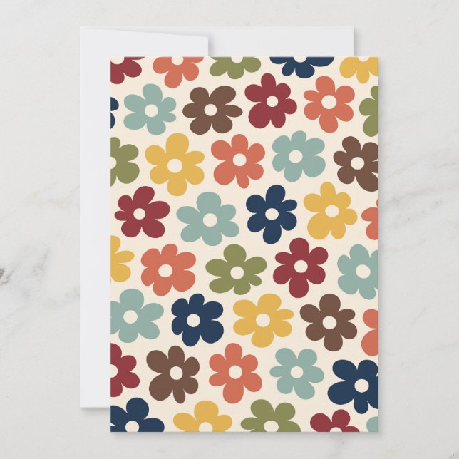 Colourful Retro Floral Pattern Invitation (Front)