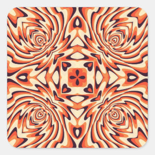 Colourful Retro Floral Seamless Square Sticker