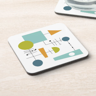 Colourful Retro Flow Chart Mid Century Coaster