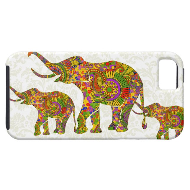 Colourful Retro Flower Elephant 4 Design Case-Mate iPhone Case (Back Horizontal)