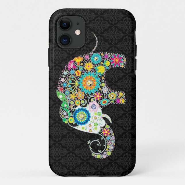 Colourful Retro Flower Elephant Design Case-Mate iPhone Case (Back)