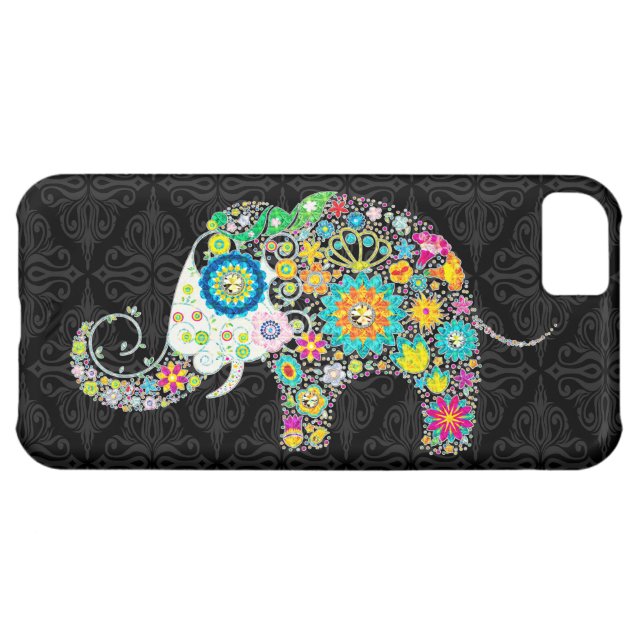 Colourful Retro Flower Elephant Design Case-Mate iPhone Case (Back Horizontal)