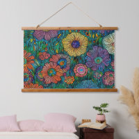 Colourful Retro Flower Garden