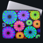 Colourful Retro Flower Patterns on Black Backgroun Laptop Sleeve<br><div class="desc">Colourful Retro Flower Pattern on Black Background. A unique,  fun,  multi-coloured retro floral pattern featuring bright colours including blues,  purples,  magentas,  oranges,  reds and yellows set against a black background. The perfect gift for her,  the trendy girl who loves colourful retro flower designs.</div>