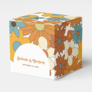 Colourful Retro Flowers 60's 70's Arch Wedding Favour Box