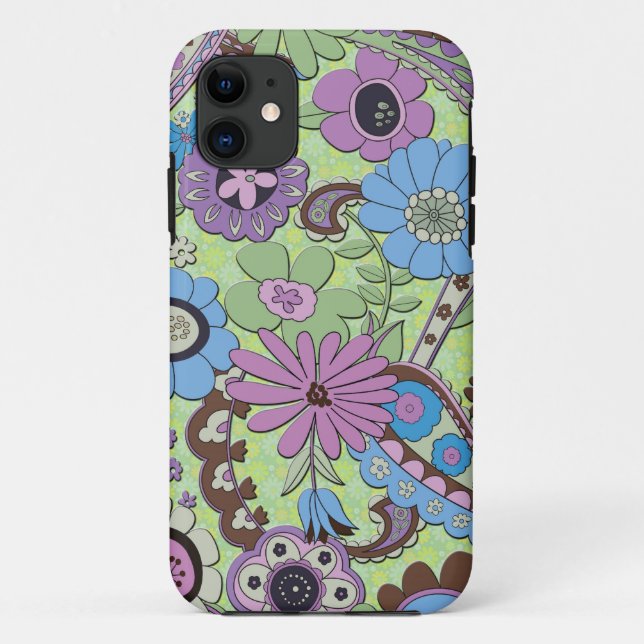 Colourful Retro Flowers And Paisley Pattern Case-Mate iPhone Case (Back)