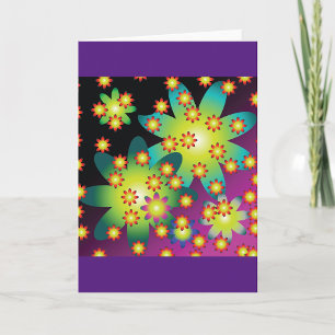 Colourful Retro Flowers Card