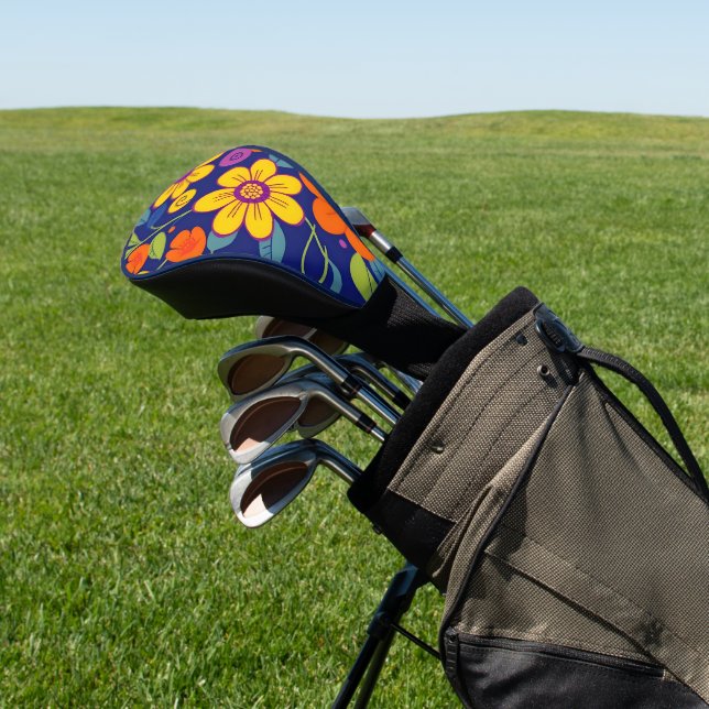 Colourful Retro Flowers-Dopamine Style Golf Head Cover (In Situ)