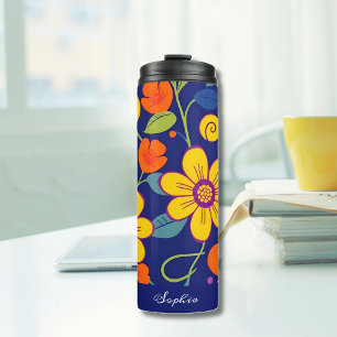 Colourful Retro Flowers-Dopamine Style Thermal Tumbler