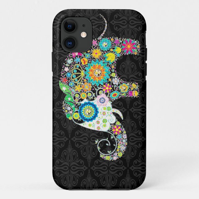 Colourful Retro Flowers Elephant Design Case-Mate iPhone Case (Back)