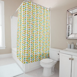 Colourful Retro Flowers Mid Century Modern Pattern Shower Curtain