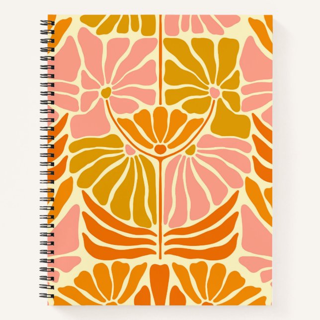 Colourful Retro Flowers Notebook (Front)