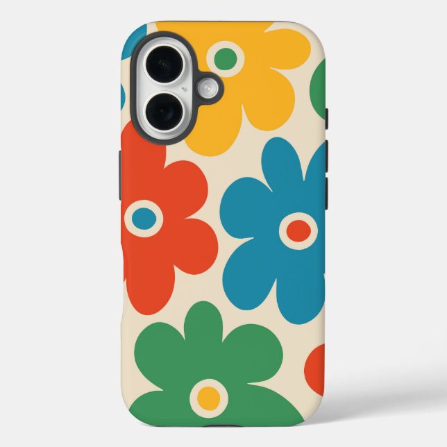 Colourful Retro Flowers Pattern Case-Mate iPhone Case (Back)