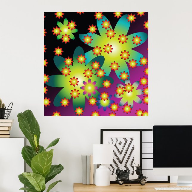 Colourful Retro Flowers Poster (Creator Uploaded)