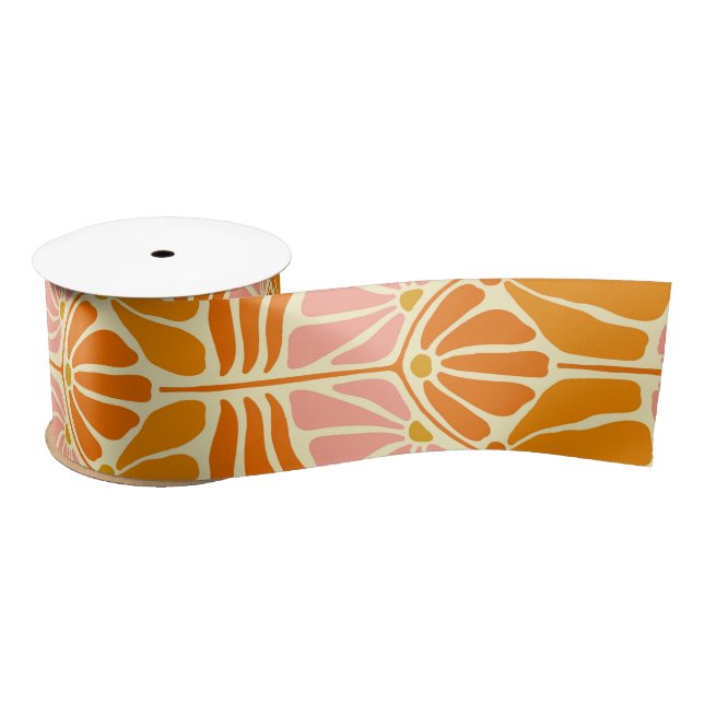Colourful Retro Flowers Satin Ribbon (Spool)