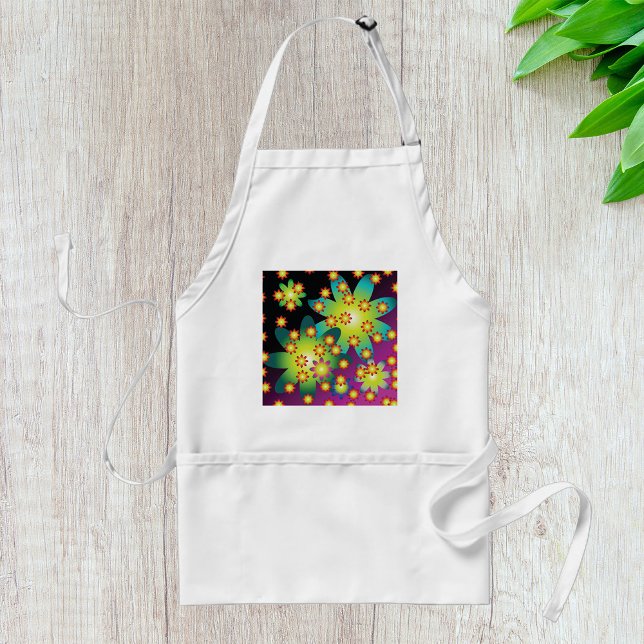 Colourful Retro Flowers Standard Apron (Creator Uploaded)