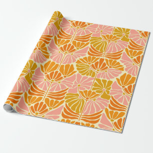 Colourful Retro Flowers Wrapping Paper