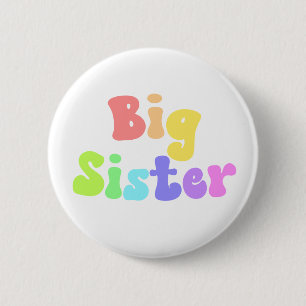 Colourful Retro Font Big Sister 6 Cm Round Badge