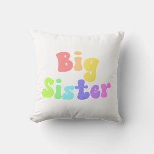 Colourful Retro Font Big Sister Throw Pillow