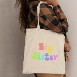 Colourful Retro Font Big Sister Tote Bag