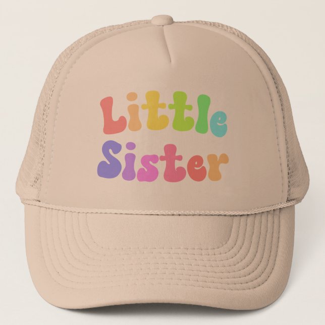 Colourful Retro Font Big Sister Trucker Hat (Front)