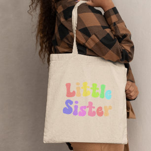 Colourful Retro Font Little Sister Tote Bag