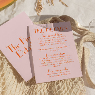 Colourful Retro Fun Vintage Cute Wedding Details Enclosure Card