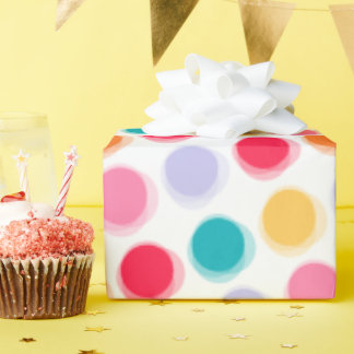 Colourful Retro Fuzzy Polka Dots Wrapping Paper