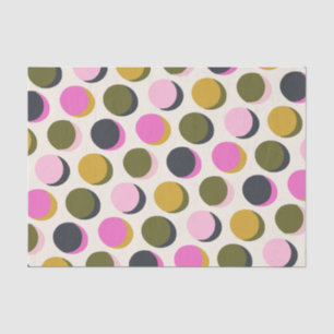 Colourful Retro Geometric Dots Pattern Green Pink Tissue Paper