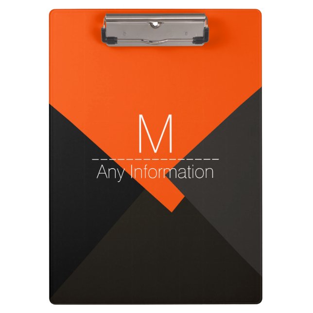 Colourful Retro Geometric Pattern Monogram #3 Clipboard (Front)