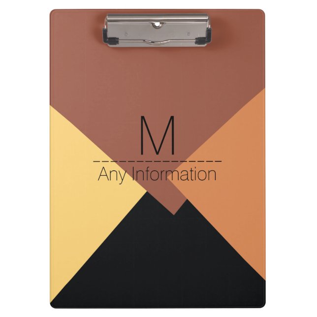 Colourful Retro Geometric Pattern Monogram #6 Clipboard (Front)