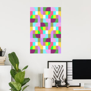 Colourful Retro Geometric Pattern Poster