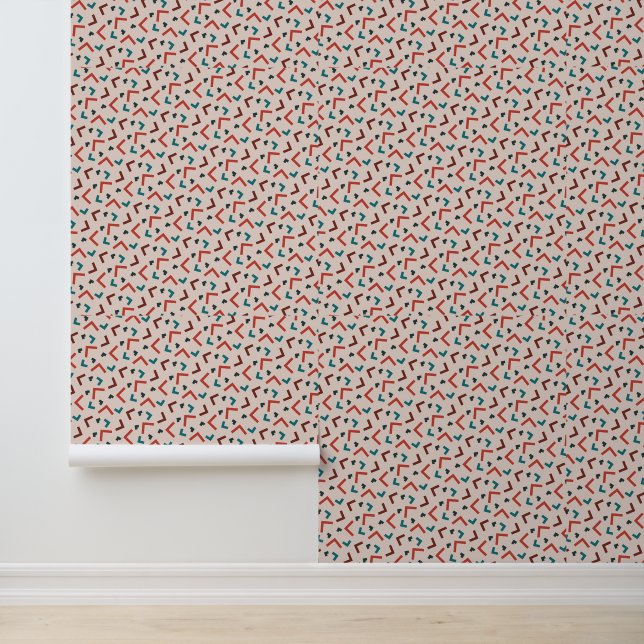 Colourful Retro Geometric Pattern Wallpaper (Application)