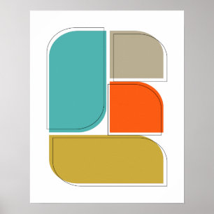 Colourful Retro Geometric Shapes Mid Century Poster