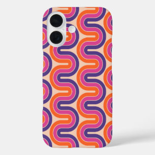 Colourful Retro Geometric Wave Design iPhone 16 Case